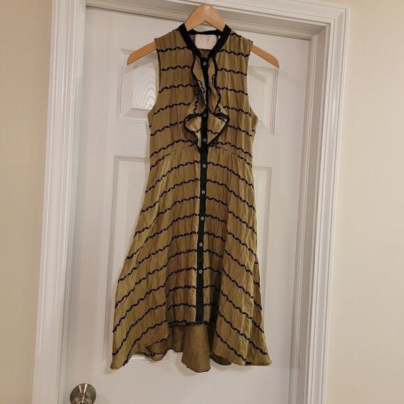 Anthropologie Postmark Bubbled Bands Shirt Dress size 00 - Picture 2 of 5